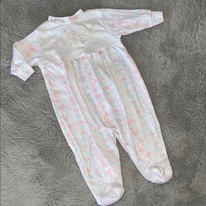 Vintage Daddy’s Girl Baby Sleeper Sz 0/3M Adorable Pink White Kids One Piece